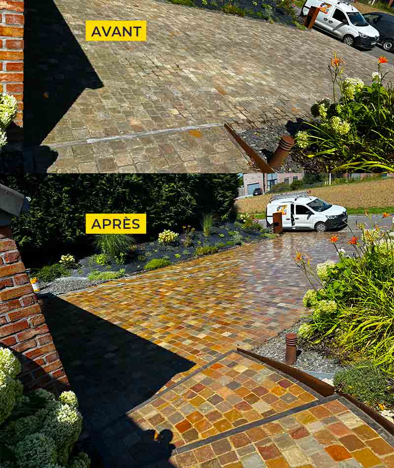Nettoyage des extérieurs - PRG Toiture Façade en Belgique, Bruxelles … : Klinker, pierre bleue, dallage, terrasse, muret, terrasse ... traitement anti-mousse fongicide, algicide, anti-bactérien ... en Belgique : région Flamande, Wallonne et Bruxelles …